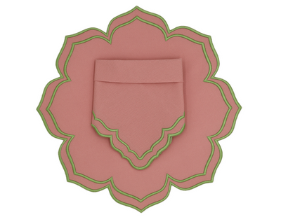 Dalia Placemats Pink/Green Combo: 4 Napkins + 4 Placemats