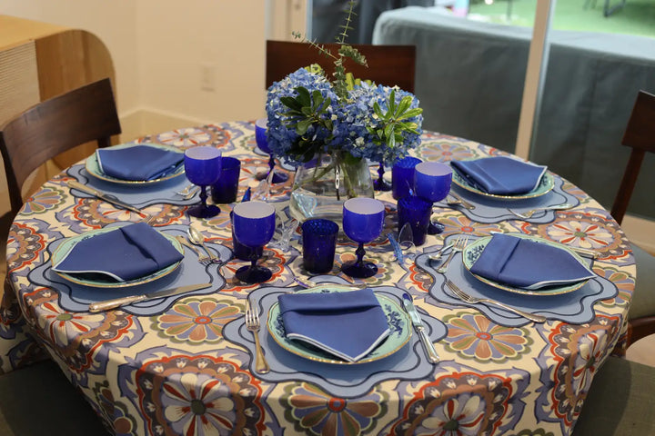 Isabella Blue/Navy Bundle (4 Placemats + 4 Napkins)