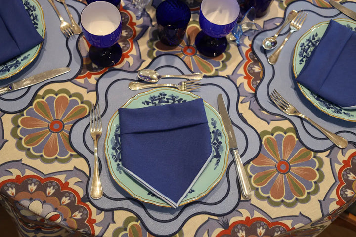 Isabella Blue/Navy Bundle (4 Placemats + 4 Napkins)