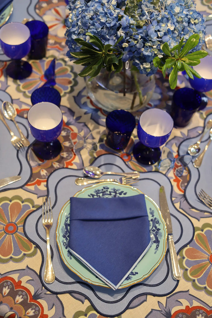 Isabella Blue/Navy Bundle (4 Placemats + 4 Napkins)
