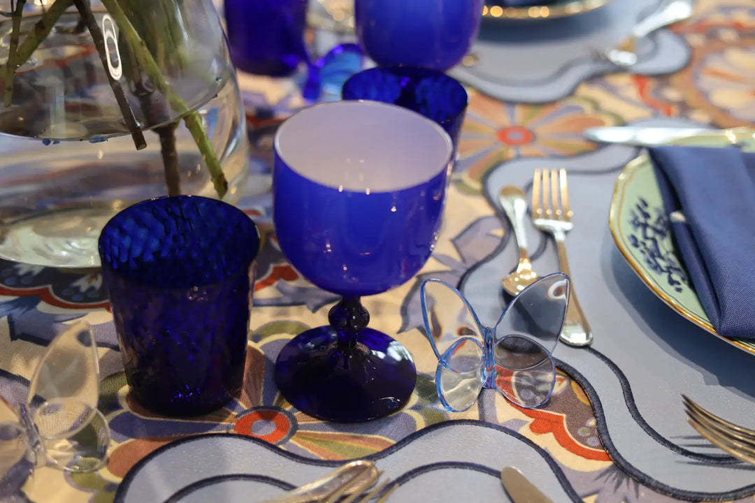 Isabella Blue/Navy Bundle (4 Placemats + 4 Napkins)
