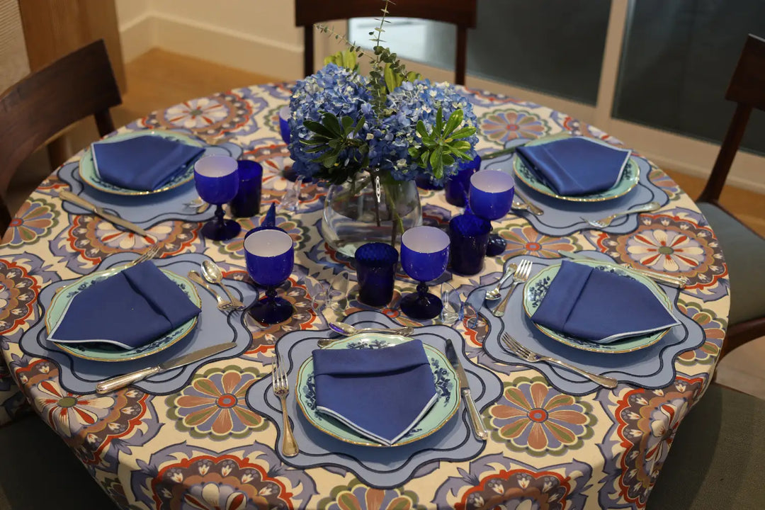 Isabella Blue/Navy Bundle (4 Placemats + 4 Napkins)