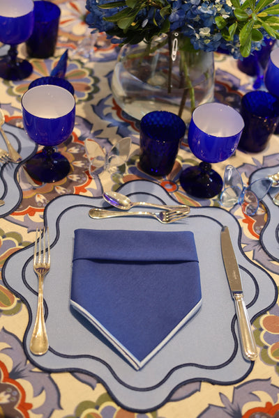 Isabella Blue/Navy Bundle (4 Placemats + 4 Napkins)