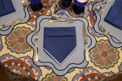 Isabella Placemats Blue w/ Navy Trim (Set of 4)