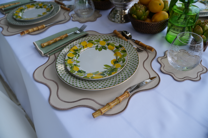 Isabella Reversible Spillproof Placemats – Pistachio & Beige Trim (Set of 4)