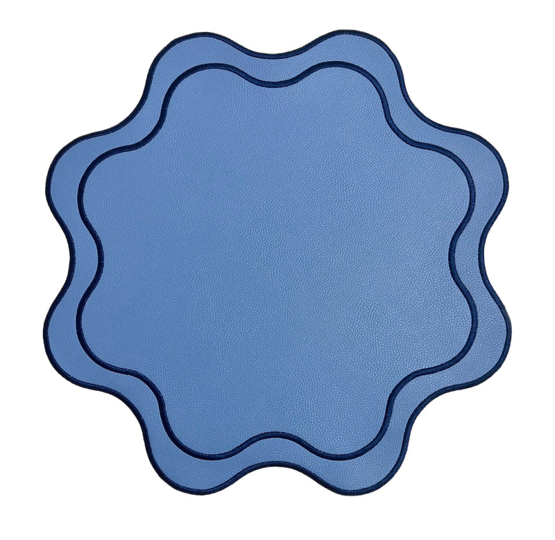 Isabella Placemats Blue w/ Navy Trim (Set of 4)