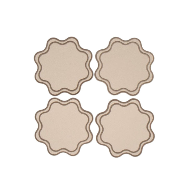 Isabella Reversible Spillproof Placemats + Coasters + Napkins Bundle – Pistachio & Beige Trim (Set of 4)