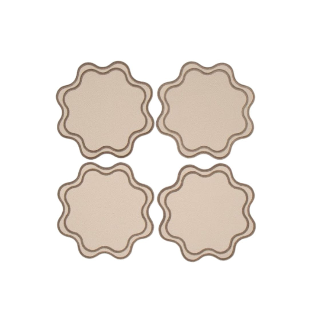 Isabella Reversible Spillproof Placemats + Coasters Bundle – Pistachio & Beige Trim (Set of 4)