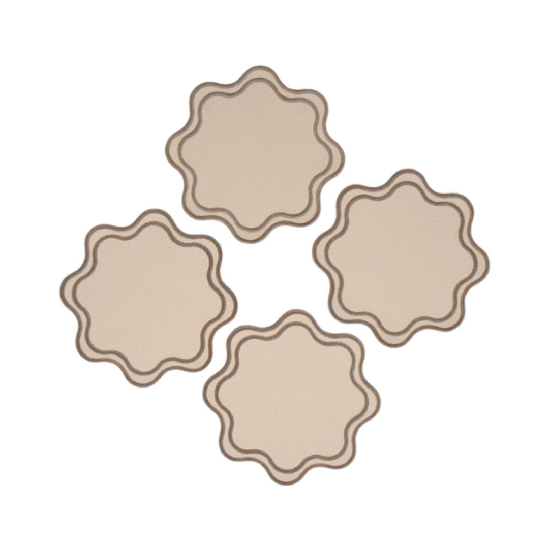 Isabella Reversible Spillproof Coasters – Pistachio & Beige (Set of 4)