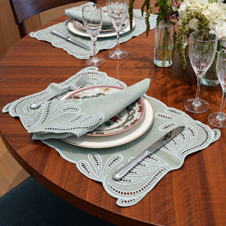 Analia Linen Placemats- Mint (Set of 4)