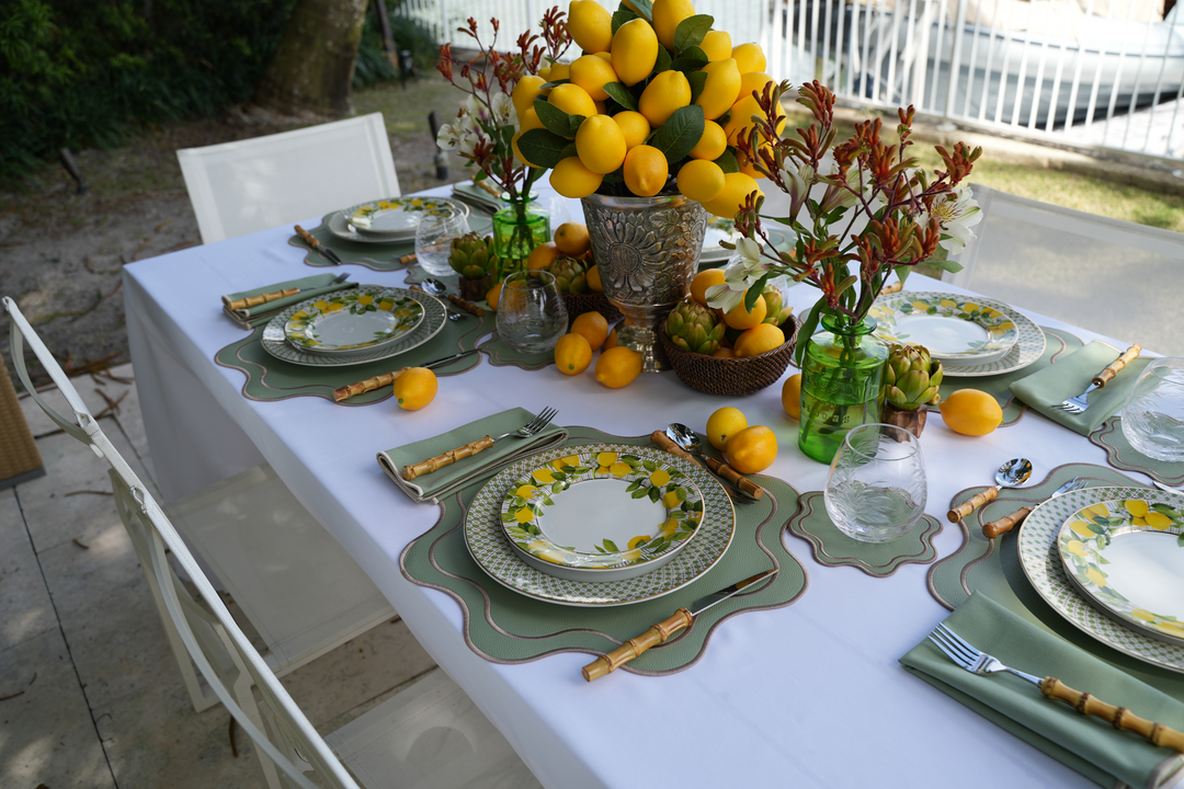 Isabella Reversible Spillproof Placemats – Pistachio & Beige Trim (Set of 4)