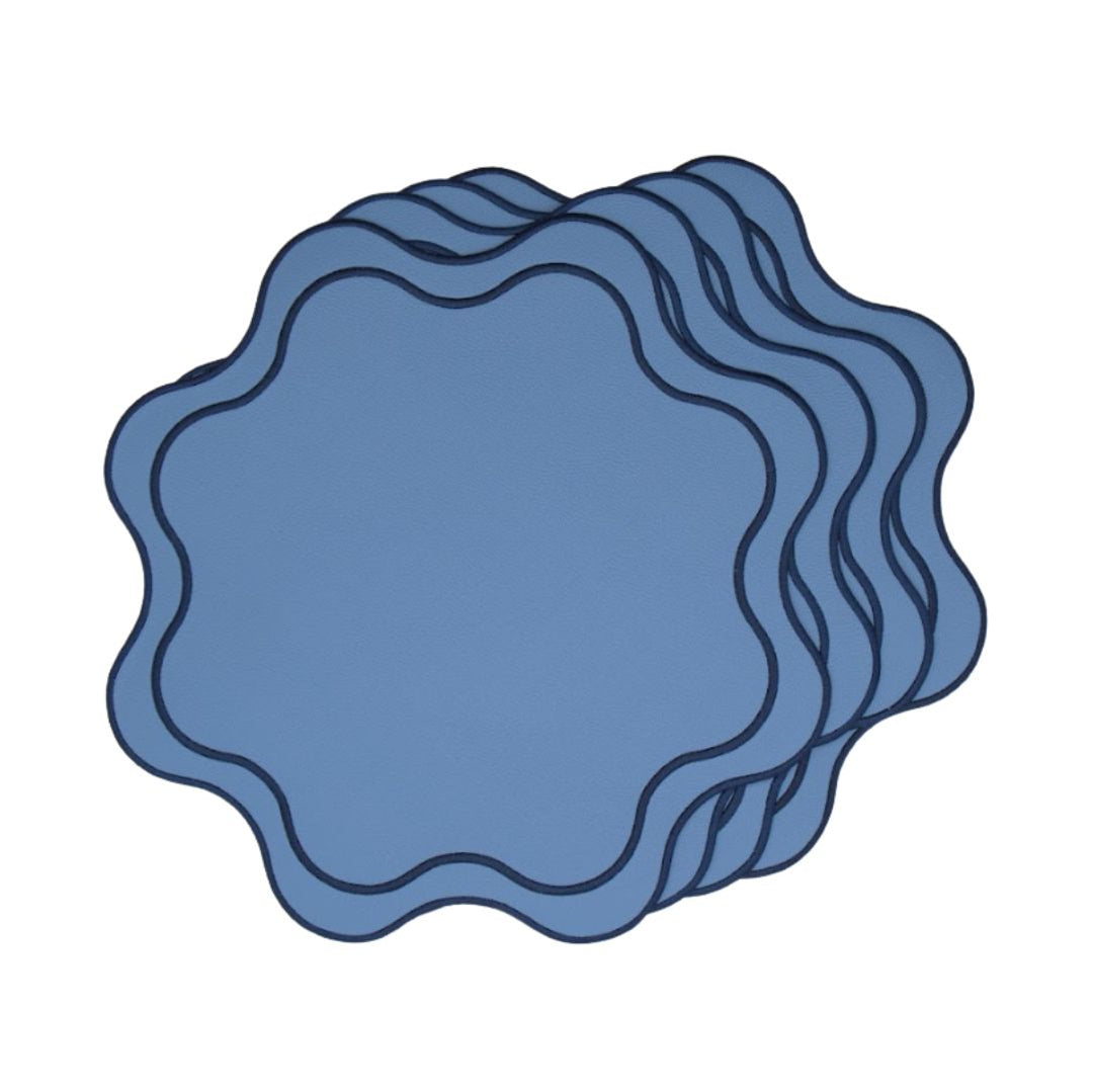 Isabella Reversible Spillproof Placemats – Blue & Navy Trim (Set of 4)
