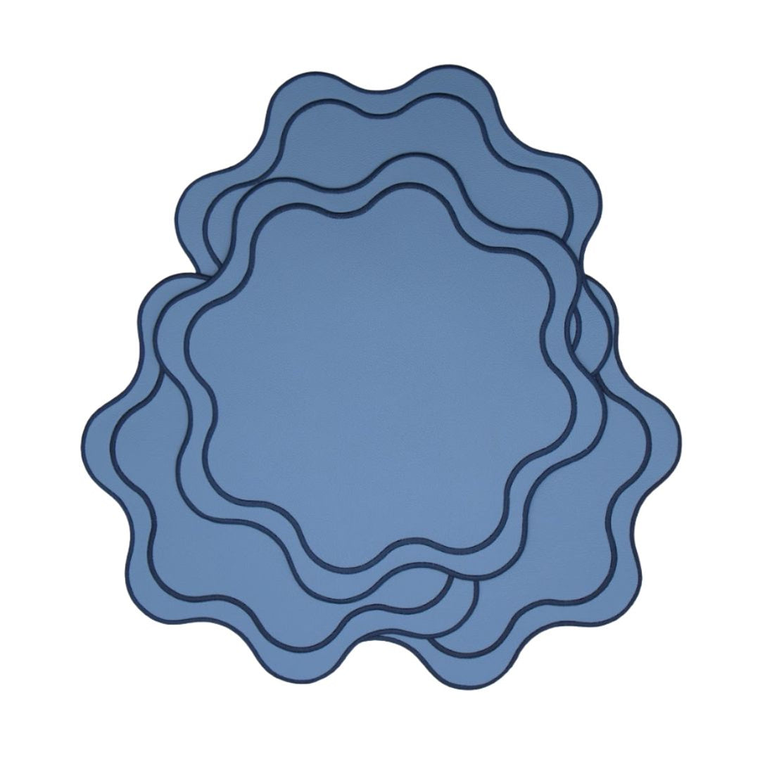 Isabella Reversible Spillproof Placemats – Blue & Navy Trim (Set of 4)
