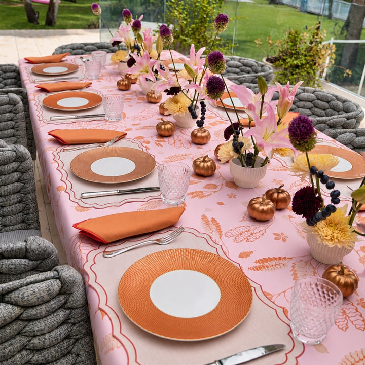 Fernanda Spillproof Linen Placemats- Blush w/ Coral Trim (Set of 4)