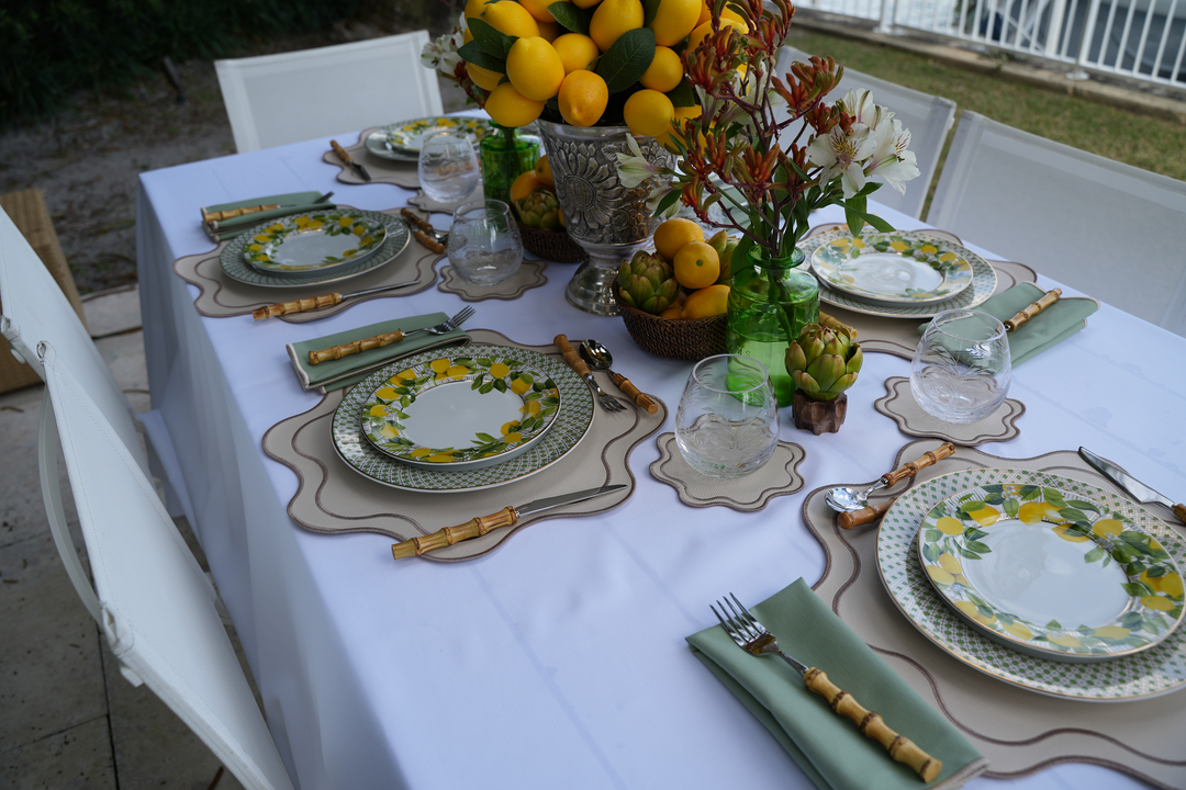 Isabella Reversible Spillproof Placemats – Pistachio & Beige Trim (Set of 4)