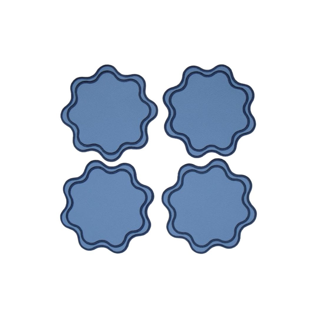 Isabella Reversible Spillproof Placemats + Coasters+ Napkins Bundle – Blue & Navy (Set of 4)
