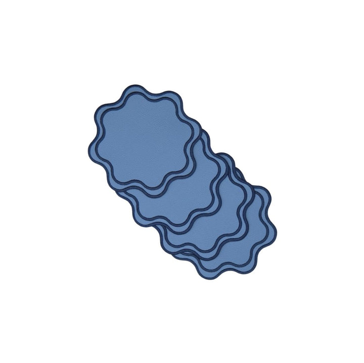 Isabella Reversible Spillproof  Coasters – Blue & Navy (Set of 4)