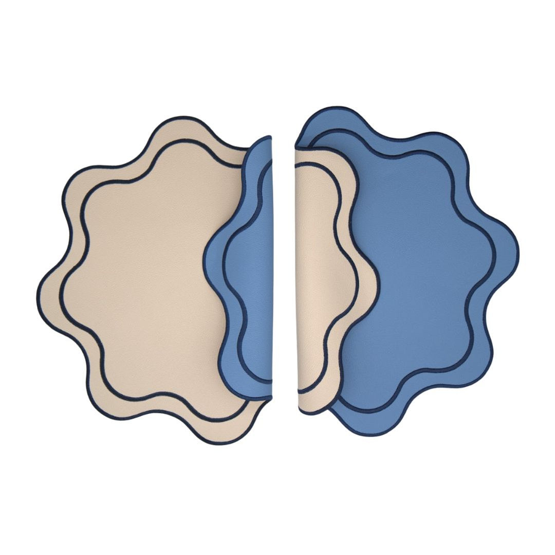 Isabella Reversible Spillproof Placemats – Blue & Navy Trim (Set of 4)