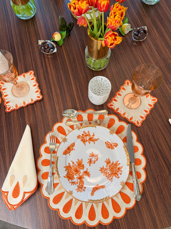 Manuela Placemats Ivory/Orange (Set of 4)