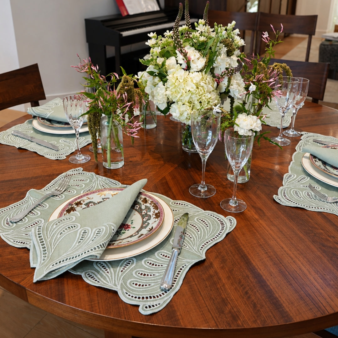 Analia Linen Placemats- Mint (Set of 4)