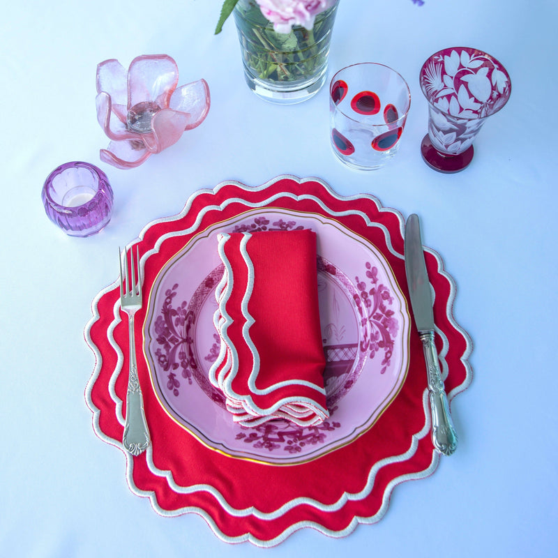 Annie Red Elegance Combo: 4 Napkins + 4 Placemats