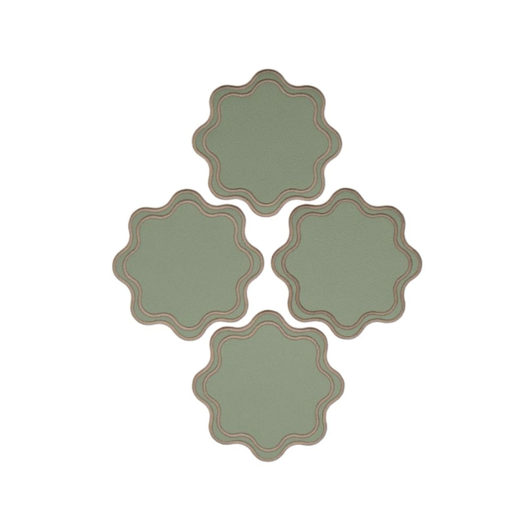 Isabella Reversible Spillproof Coasters – Pistachio & Beige (Set of 4)