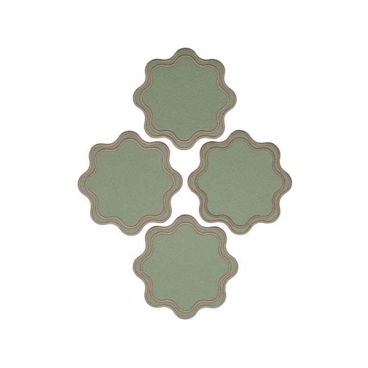 Isabella Reversible Spillproof Coasters – Pistachio & Beige (Set of 4)