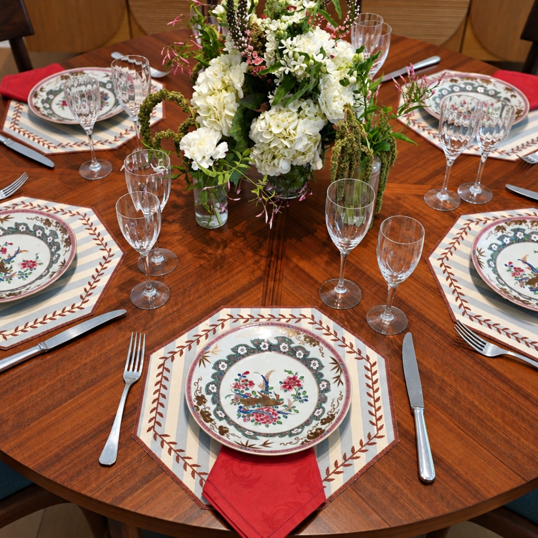 Sofia Spillproof Cotton Placemats- Blue Stripes (Set of 4)
