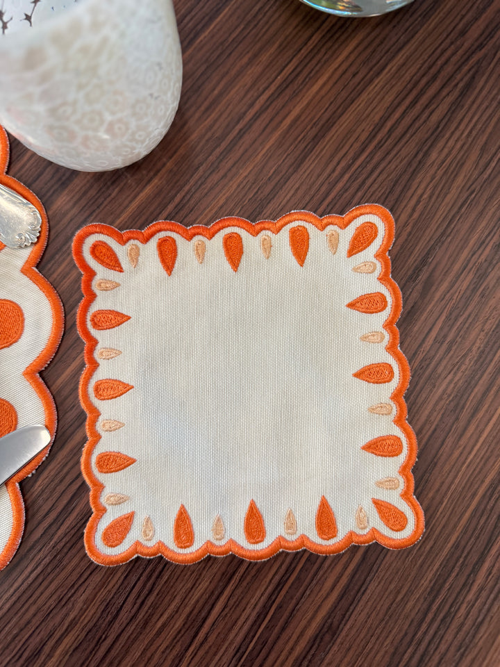 Manuela Placemats Ivory/Orange (Set of 4)