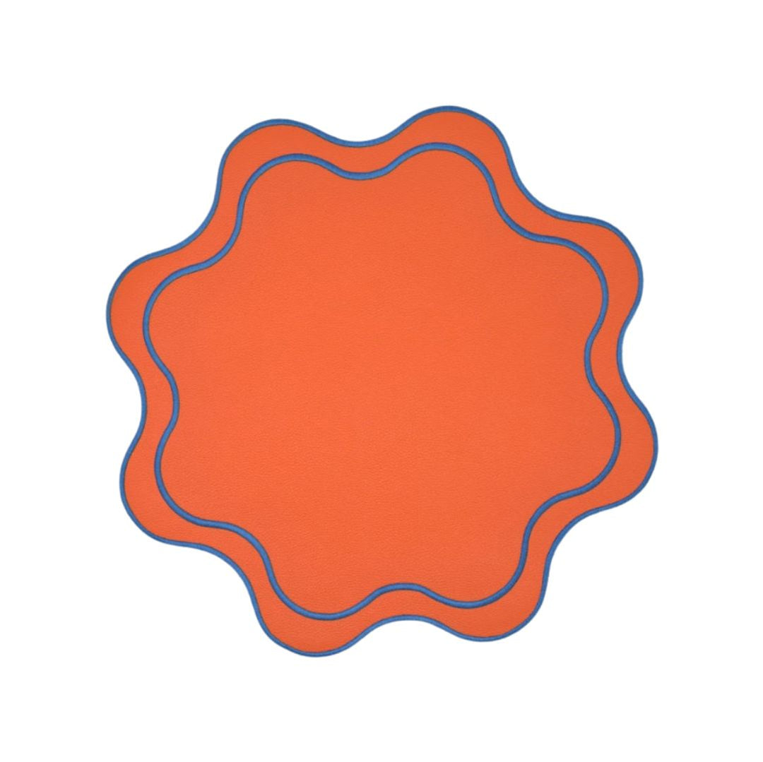 Isabella Reversible Spillproof Placemats – Orange & Blue Trim (Set of 4)