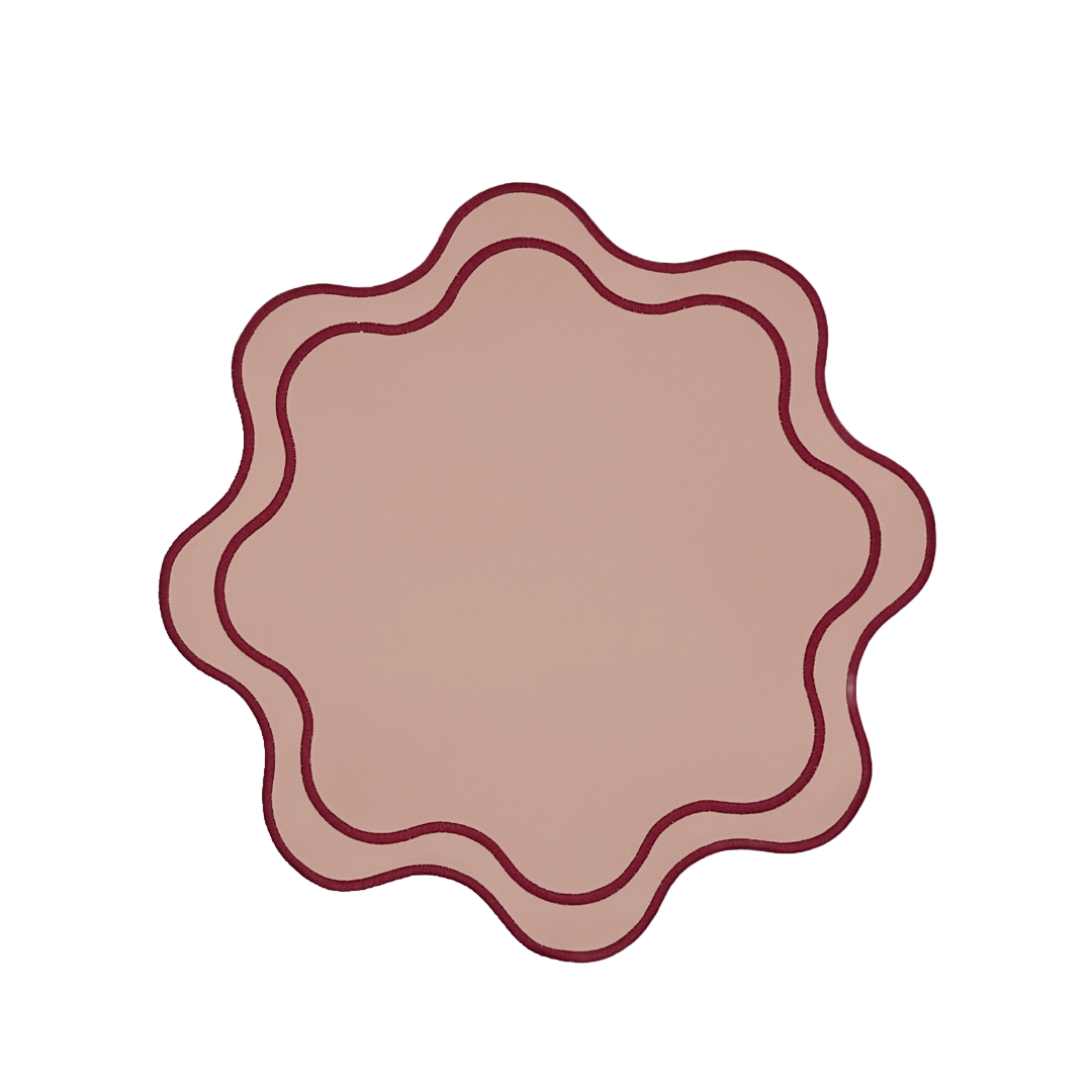 Isabella Spillproof Placemats Blush w/ Burgundy Trim (Set of 4)