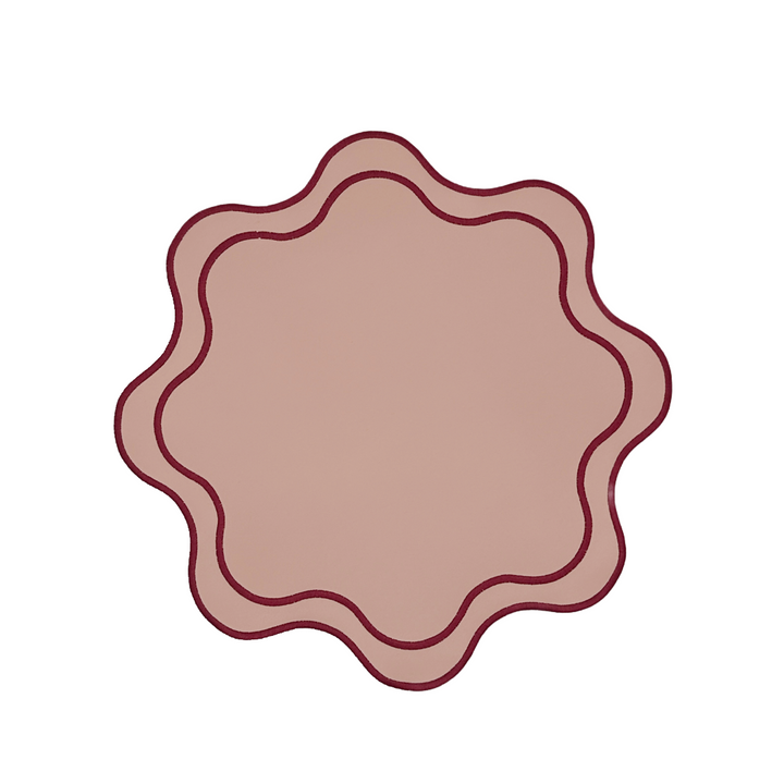 Isabella Spillproof Placemats Blush w/ Burgundy Trim (Set of 4)