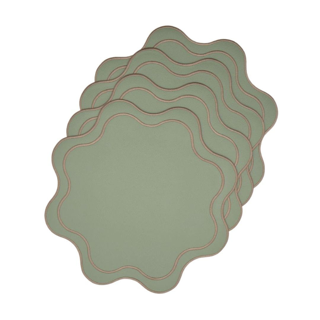 Isabella Reversible Spillproof Placemats – Pistachio & Beige Trim (Set of 4)
