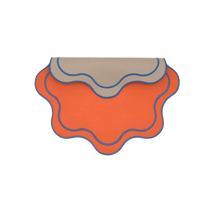 Isabella Reversible Spillproof Placemats – Orange & Blue Trim (Set of 4)