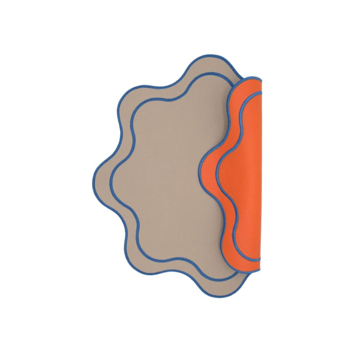 Isabella Reversible Spillproof Placemats – Orange & Blue Trim (Set of 4)