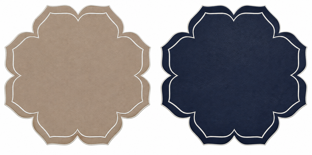 Dalia Reversible Spillproof Placemats + Coasters Bundle – Beige & Navy (Set of 4)