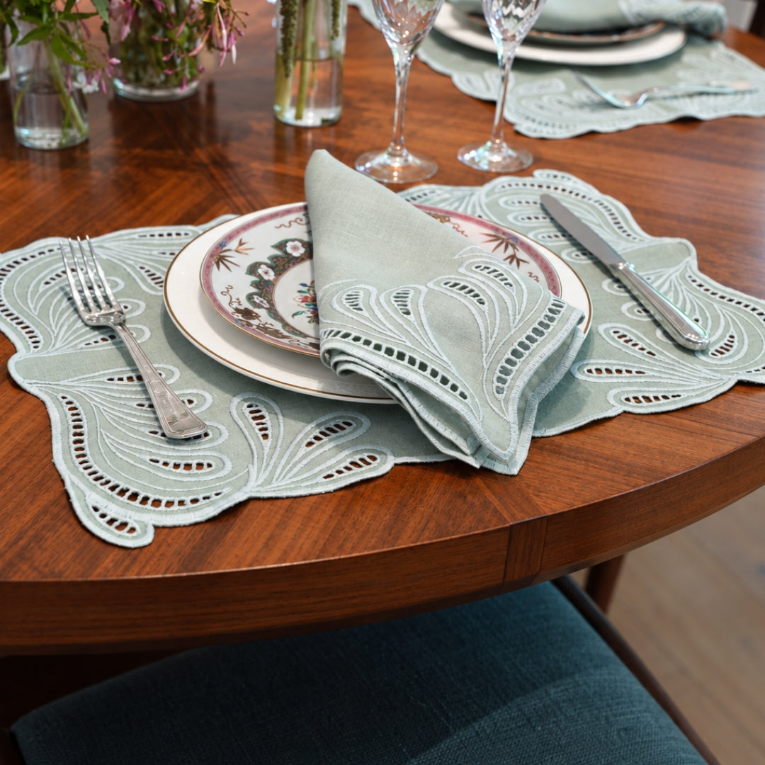 Analia Linen Placemats- Mint (Set of 4)