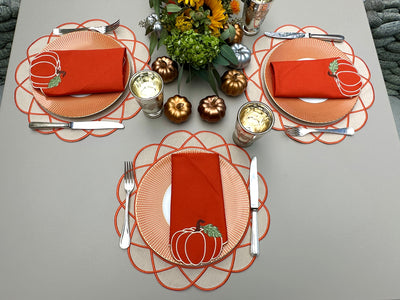 Elisa Placemats Beige w/ Orange Trim (Set of 4)