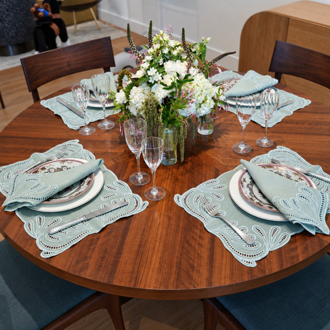 Analia Linen Placemats- Mint (Set of 4)