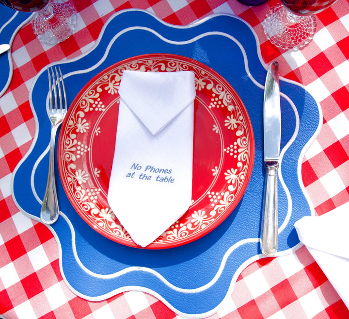 Isabella Royal Blue/White Bundle (4 Placemats + 4 Napkins)