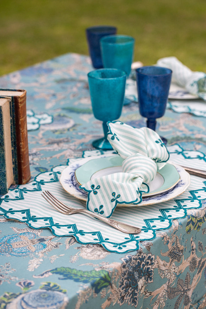 Gabriela Napkins- Teal Stripes (Set of 4)