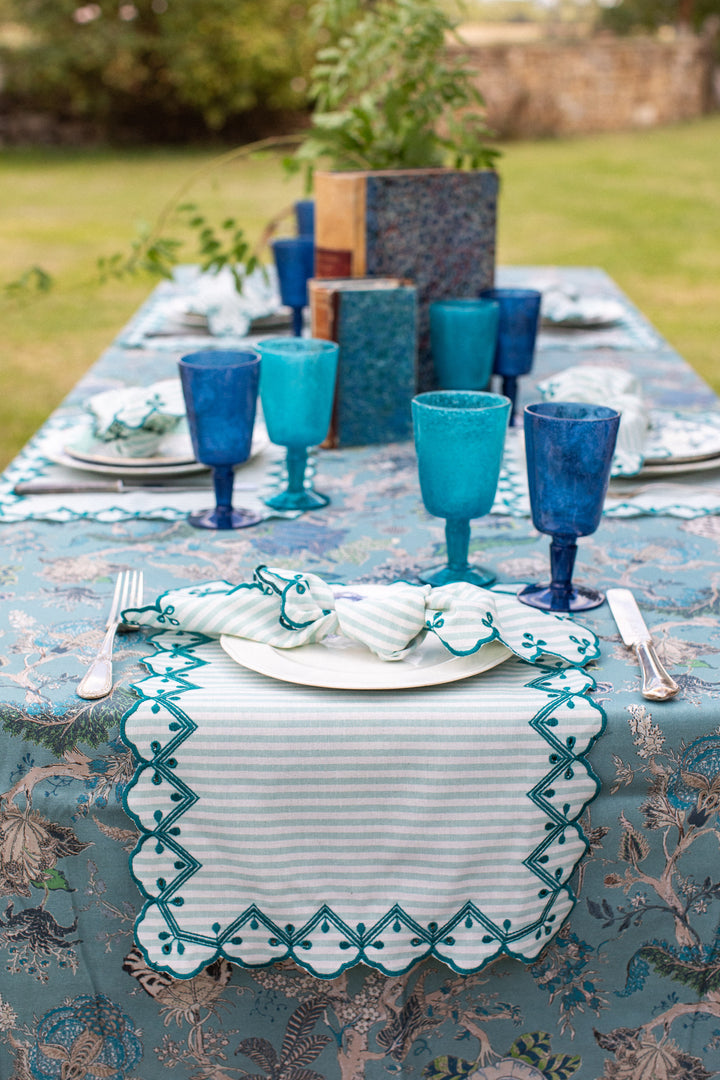 Gabriela Napkins- Teal Stripes (Set of 4)