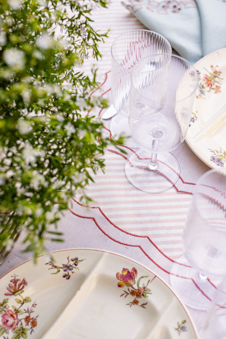 Fernanda Spillproof Linen Placemats- Blush w/ Coral Trim (Set of 4)