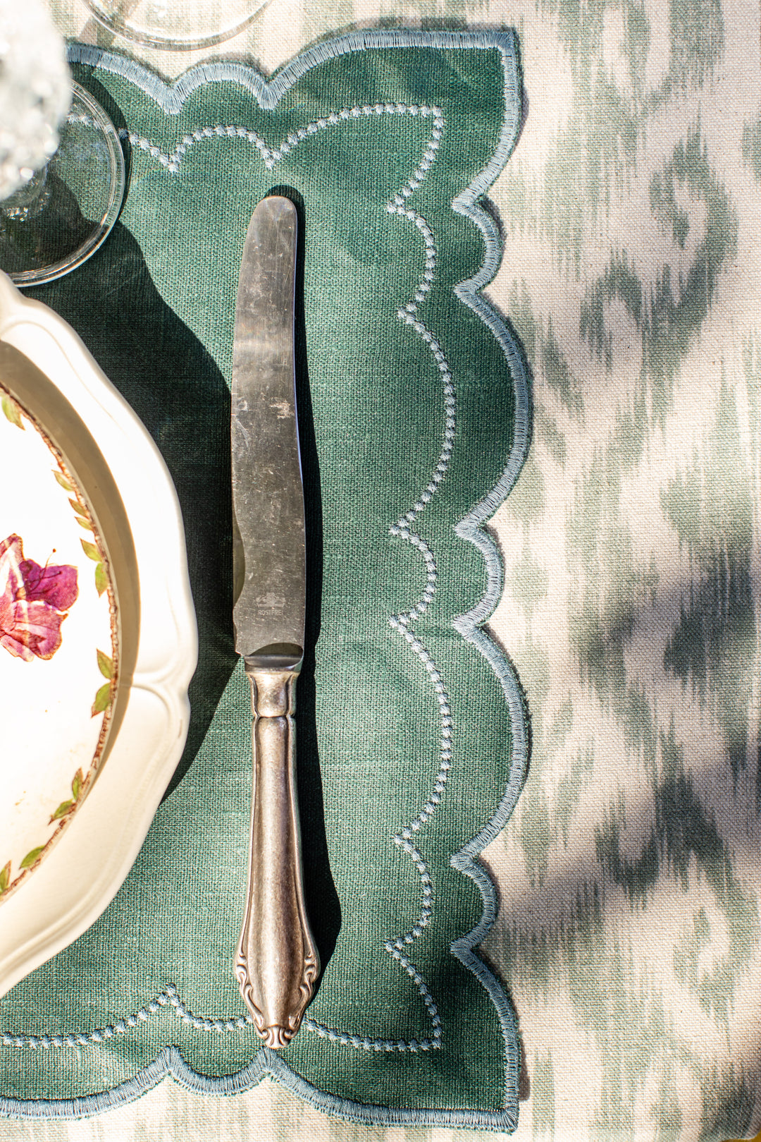 Luciana Spillproof Linen Placemats- Dark Teal (Set of 4)