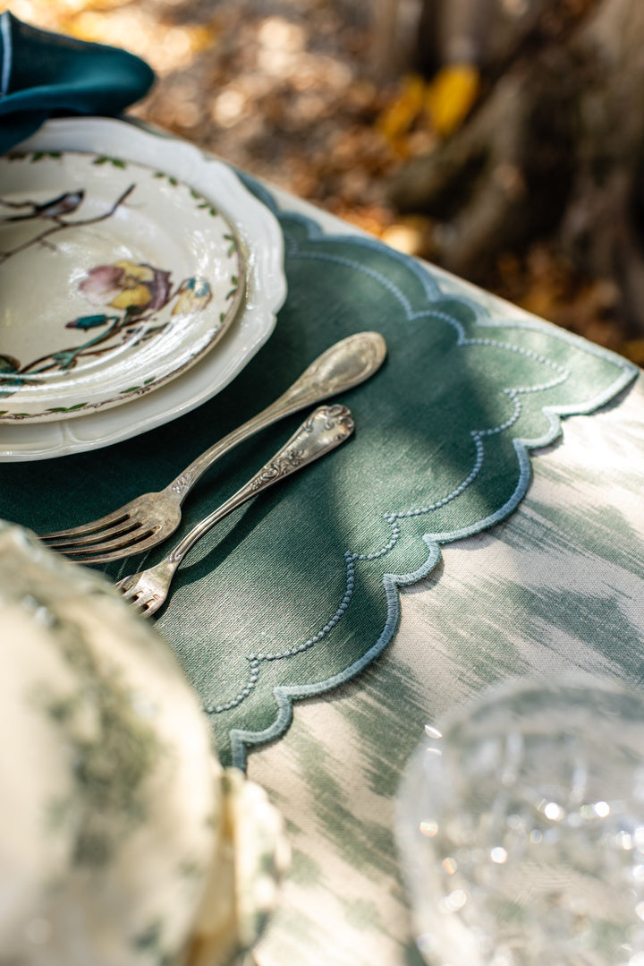Luciana Spillproof Linen Placemats- Dark Teal (Set of 4)