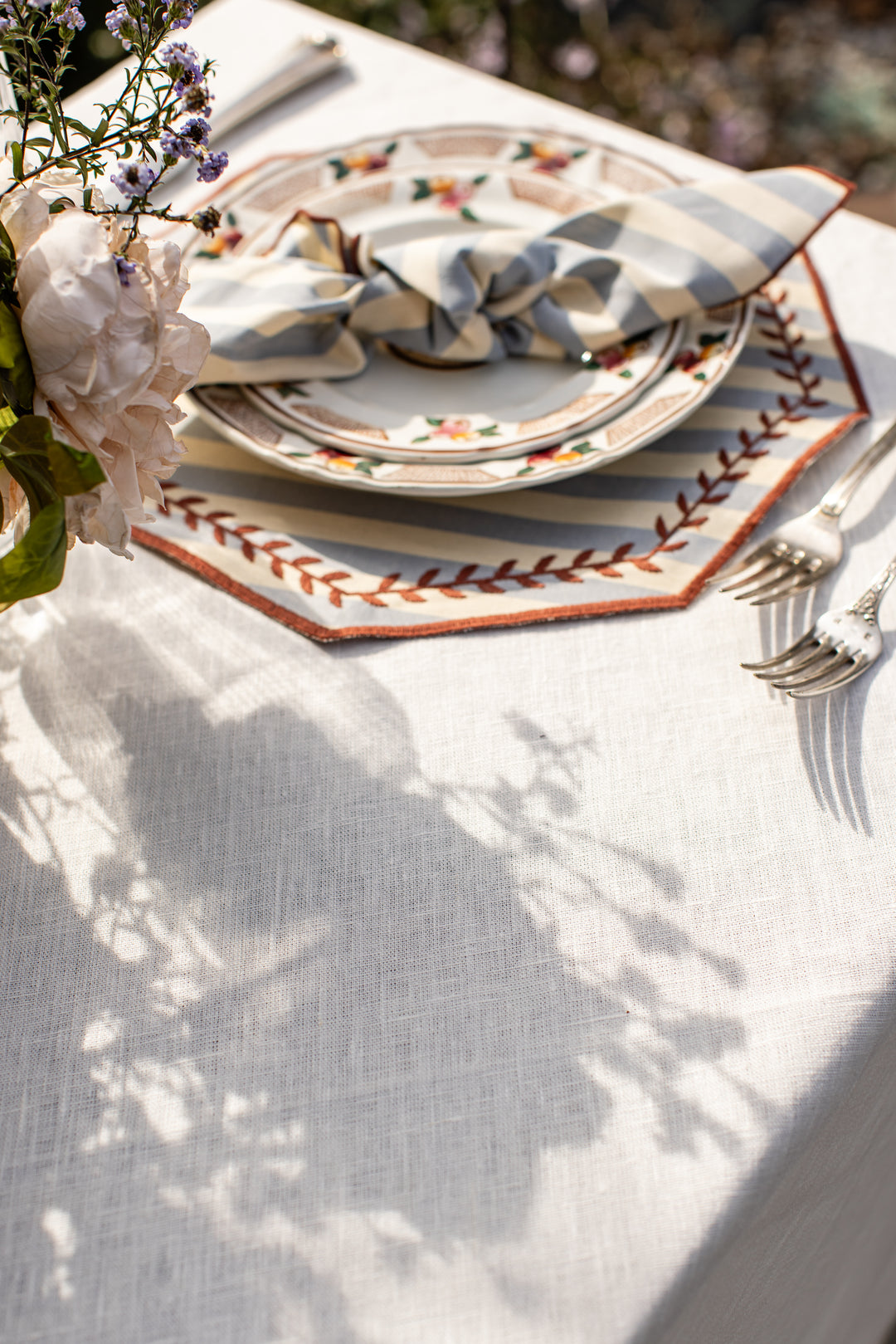 Sofia Spillproof Cotton Placemats- Blue Stripes (Set of 4)