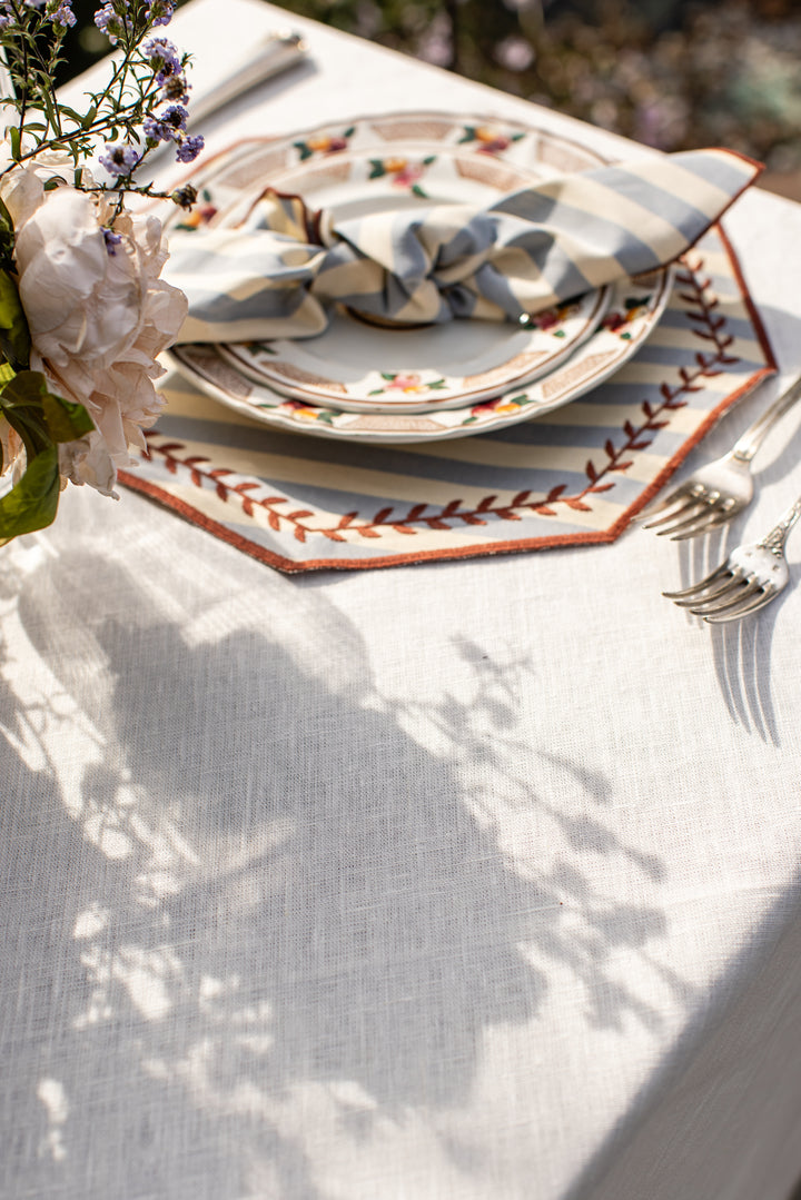 Sofia Spillproof Cotton Placemats- Blue Stripes (Set of 4)
