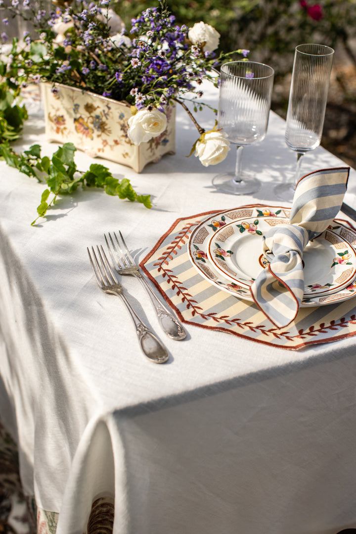 Sofia Spillproof Cotton Placemats- Blue Stripes (Set of 4)