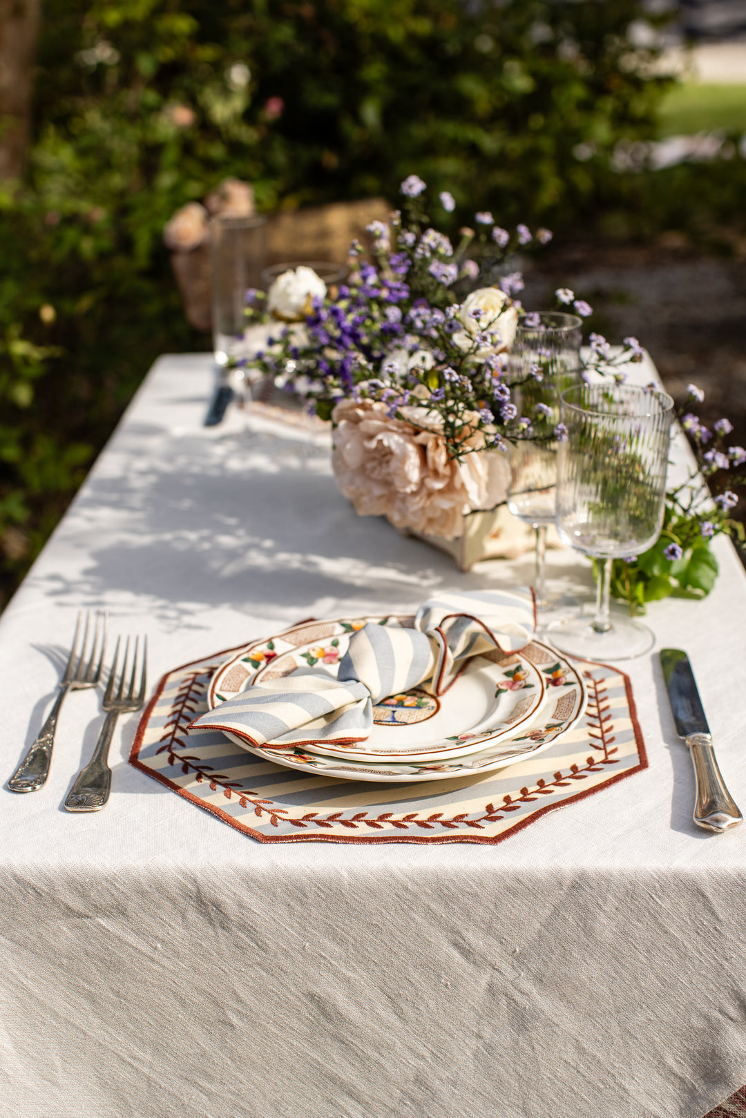 Sofia Spillproof Cotton Placemats- Blue Stripes (Set of 4)
