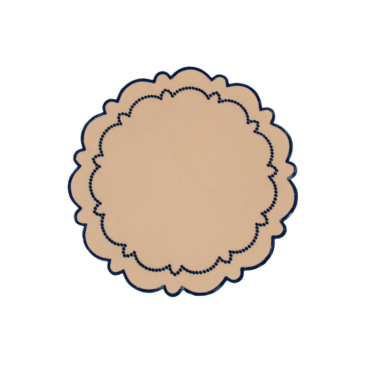 Ana Beige w/ Navy Trim Bundle(4 Placemats + 4 Napkins)